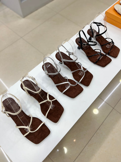Open Toe Cross Straps Kitten Heels